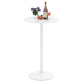 Table haute ronde avec hauteur réglable et base en métal, style moderne