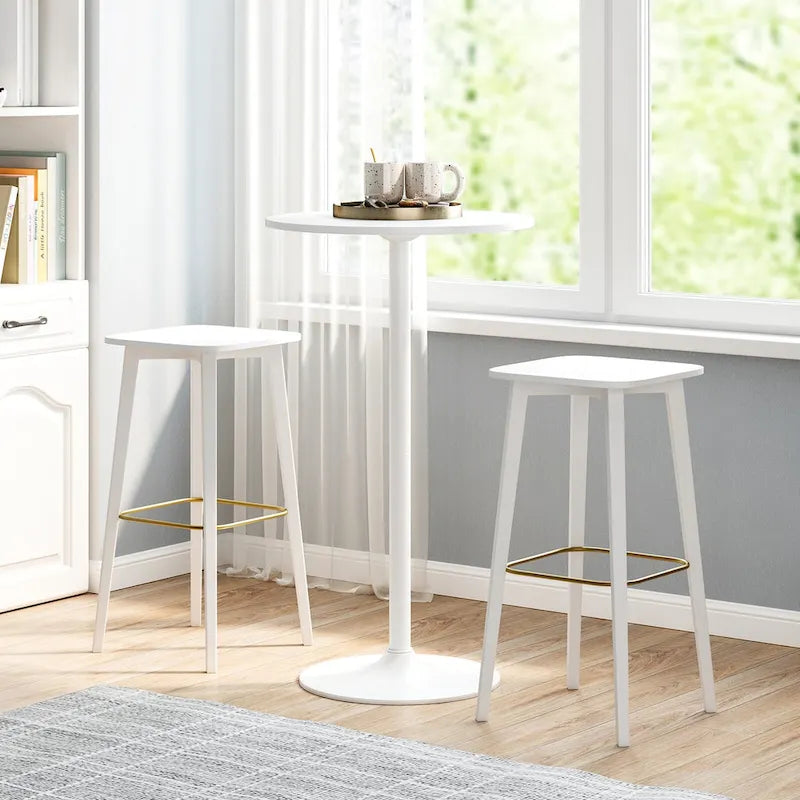 Table haute ronde avec hauteur réglable et base en métal, style moderne