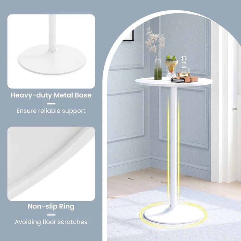 Table haute ronde avec hauteur réglable et base en métal, style moderne