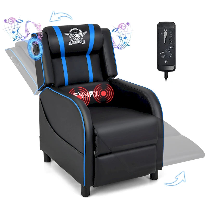 Fauteuil inclinable de gaming avec massage, canapé relax une place en similicuir