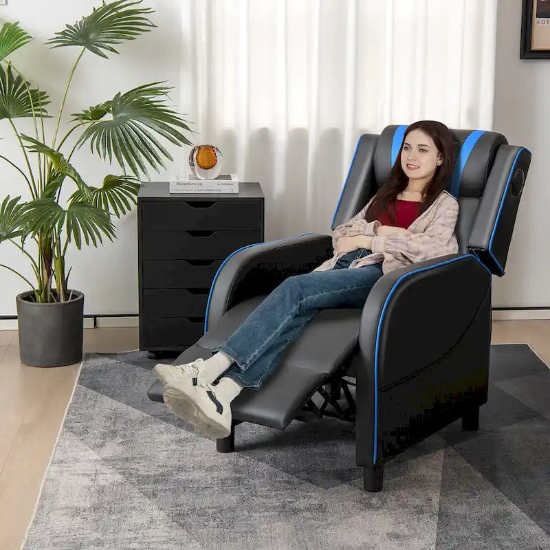 Fauteuil inclinable de gaming avec massage, canapé relax une place en similicuir