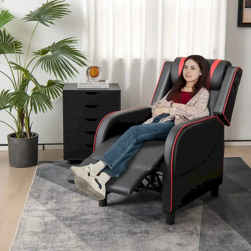 Fauteuil inclinable de gaming avec massage, canapé relax une place en similicuir