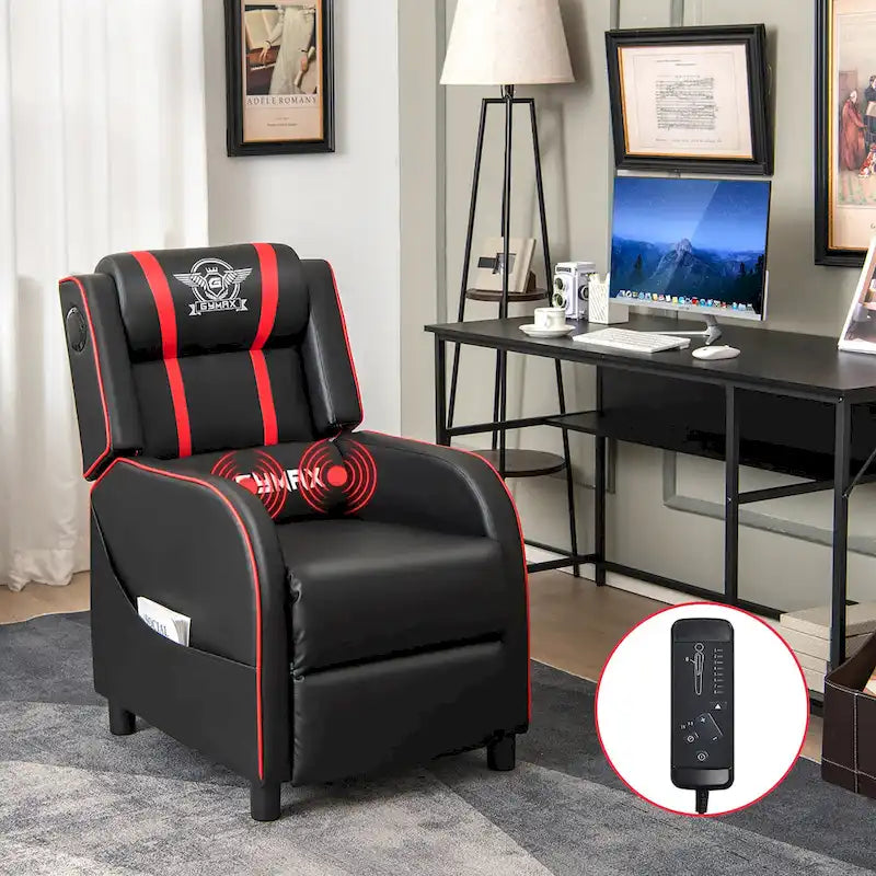 Fauteuil inclinable de gaming avec massage, canapé relax une place en similicuir