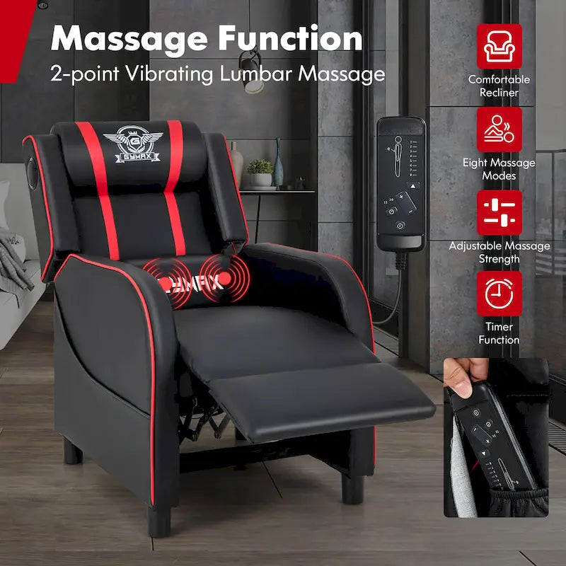Fauteuil inclinable de gaming avec massage, canapé relax une place en similicuir