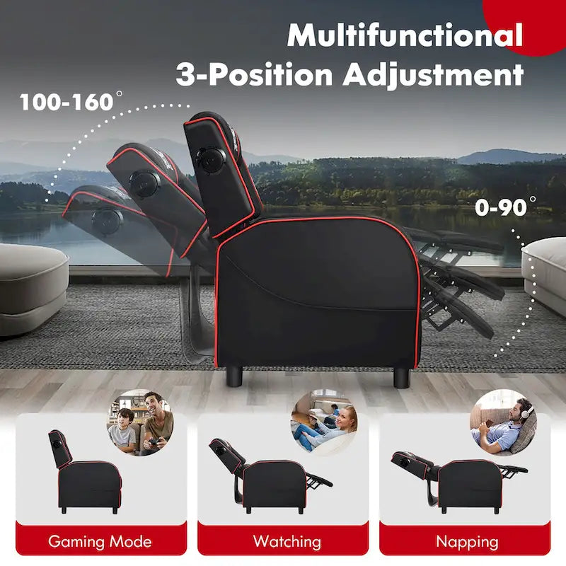 Fauteuil inclinable de gaming avec massage, canapé relax une place en similicuir