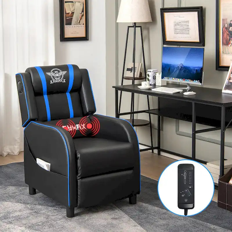 Fauteuil inclinable de gaming avec massage, canapé relax une place en similicuir