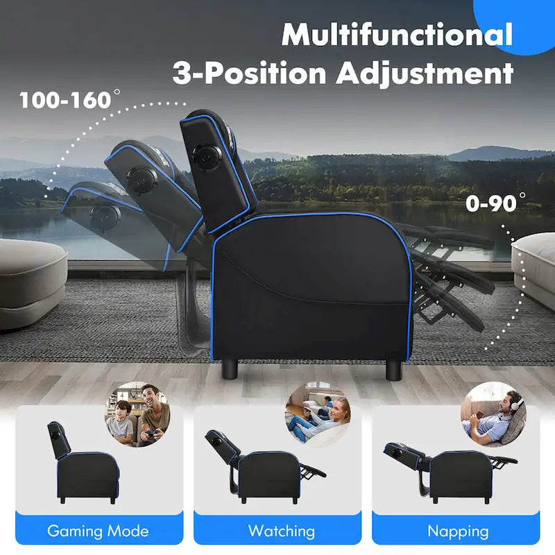 Fauteuil inclinable de gaming avec massage, canapé relax une place en similicuir