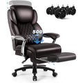 Chaise de bureau grande taille et robuste 500 lb avec appuie-tête relevable - Cuir épais avec repose-pieds rétractable et soutien lombaire