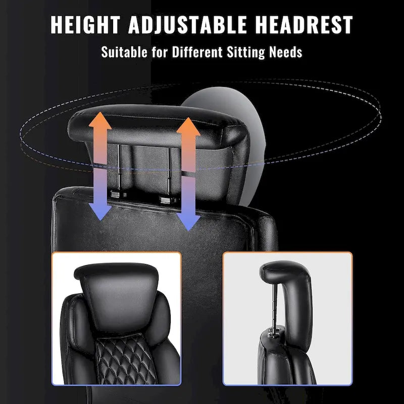 Chaise de bureau grande taille et robuste 500 lb avec appuie-tête relevable - Cuir épais avec repose-pieds rétractable et soutien lombaire