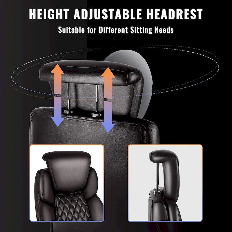 Chaise de bureau grande taille et robuste 500 lb avec appuie-tête relevable - Cuir épais avec repose-pieds rétractable et soutien lombaire