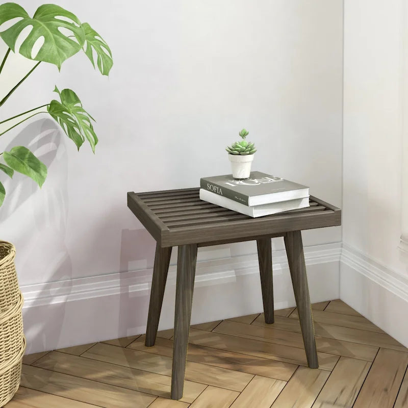 Banc carré en bois style milieu du siècle