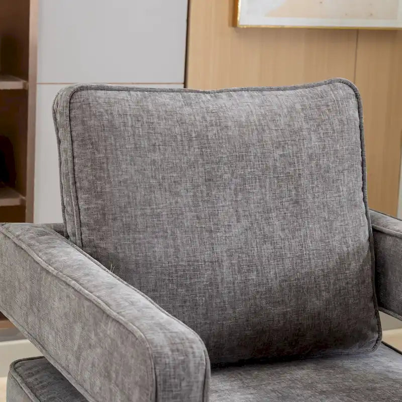 Fauteuil à dossier ouvert pivotant en tissu avec coussin