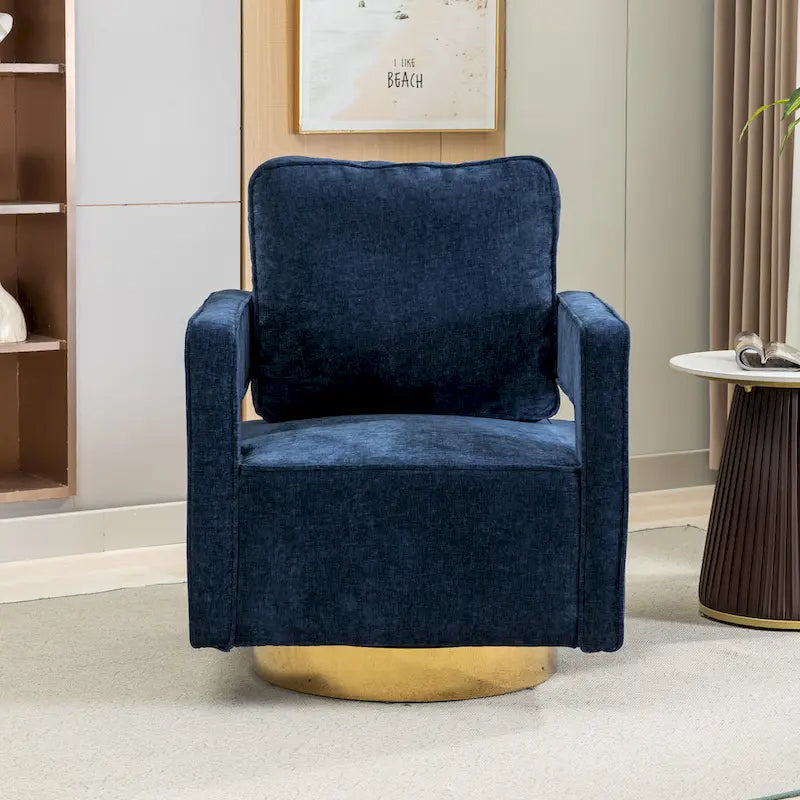 Fauteuil à dossier ouvert pivotant en tissu avec coussin