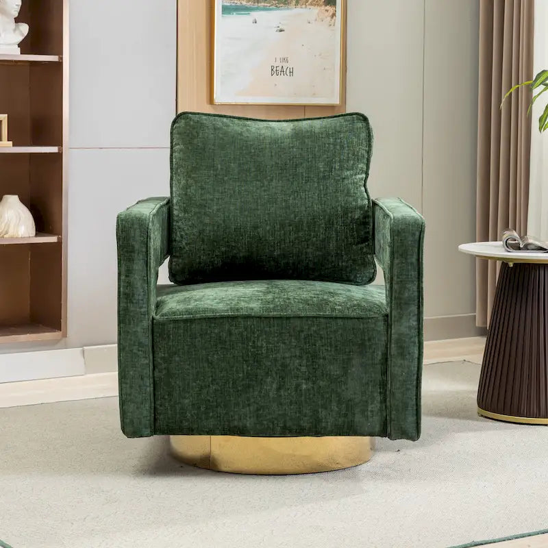 Fauteuil à dossier ouvert pivotant en tissu avec coussin