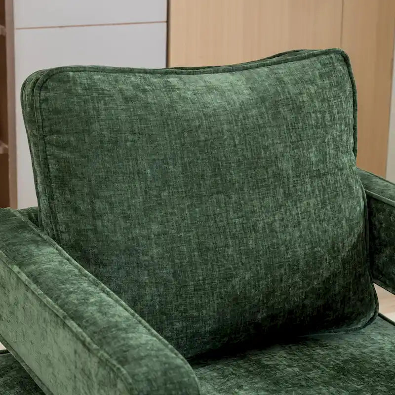 Fauteuil à dossier ouvert pivotant en tissu avec coussin