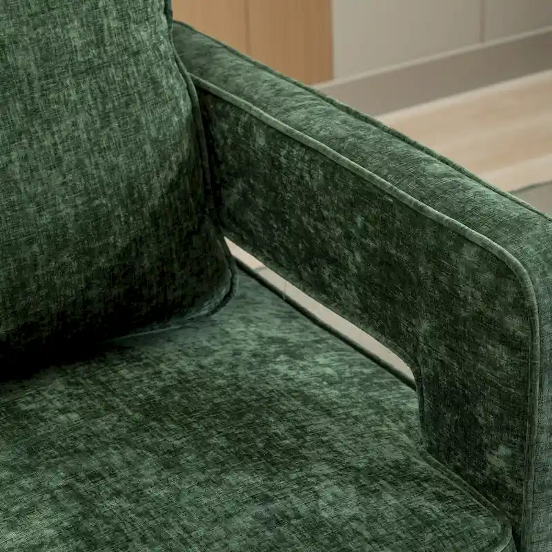 Fauteuil à dossier ouvert pivotant en tissu avec coussin