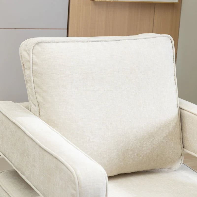 Fauteuil à dossier ouvert pivotant en tissu avec coussin