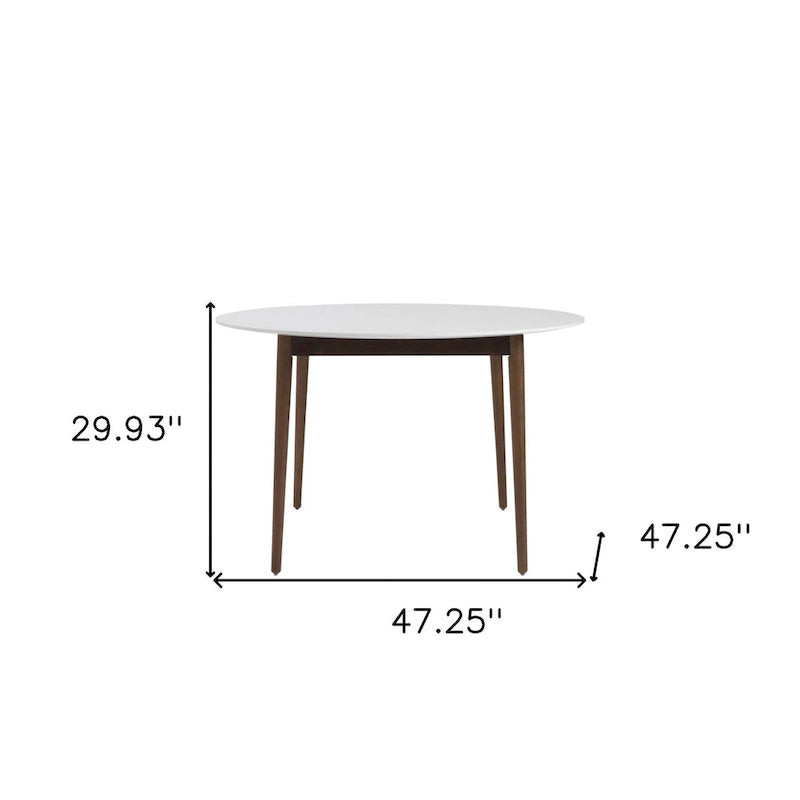 Table de salle à manger ronde blanche et marron de 47 po