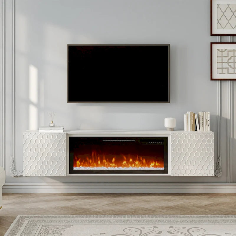 67 MDF Wall Mounted TV Stand with 36 Electric Fireplace