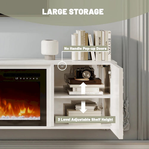 Meuble TV mural MDF de 67 po avec foyer électrique de 36 po