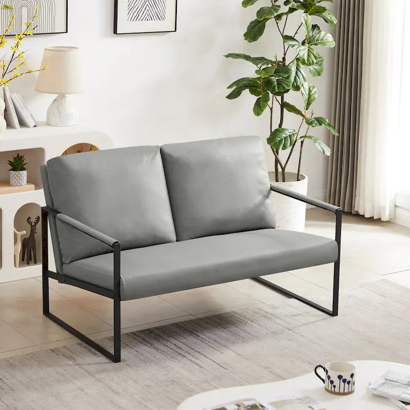 Fauteuil d'appoint avec dossier et coussin d'assise extra épais, chaises de canapé