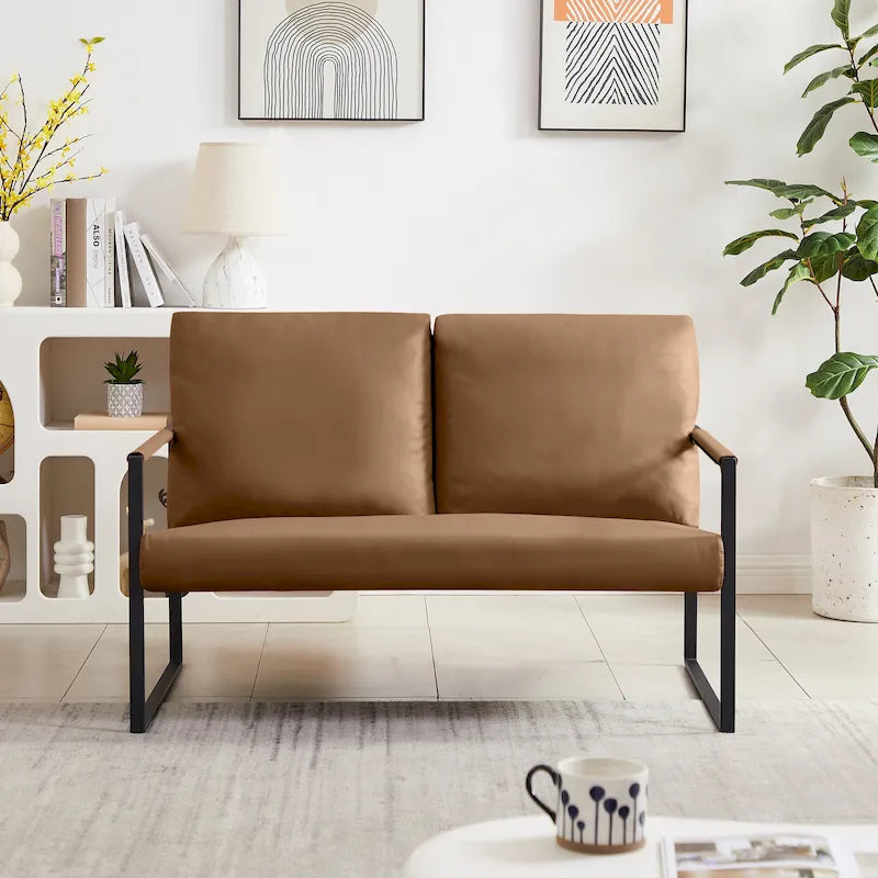 Fauteuil d'appoint avec dossier et coussin d'assise extra épais, chaises de canapé