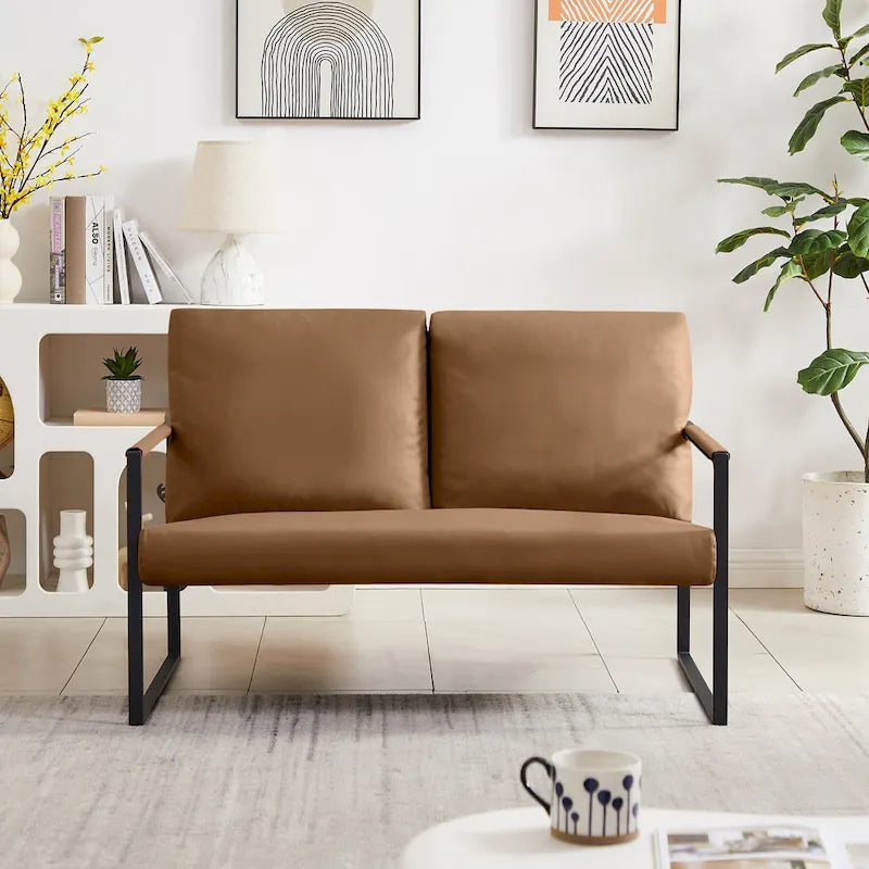 Fauteuil d'appoint avec dossier et coussin d'assise extra épais, chaises de canapé