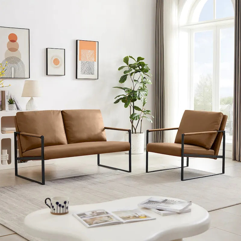 Fauteuil d'appoint avec dossier et coussin d'assise extra épais, chaises de canapé