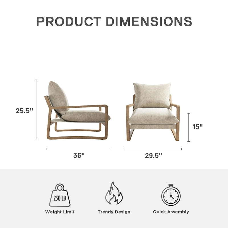Chaise longue de style côtier — fauteuil bas rembourré doté d'une structure en bois massif et d'une base pivotante.