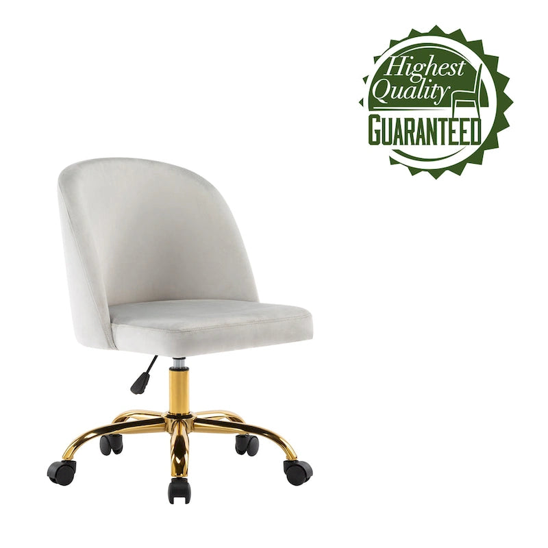Fauteuils de bureau en velours sans accoudoirs