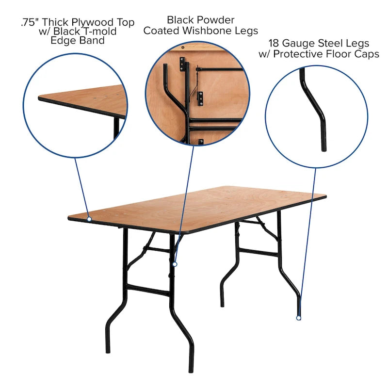 Table pliante en bois naturel