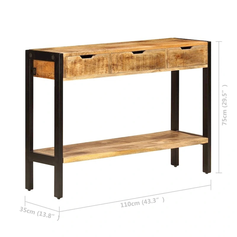 Buffet avec 3 tiroirs 43,3x13,8x29,5 po Bois de manguier massif