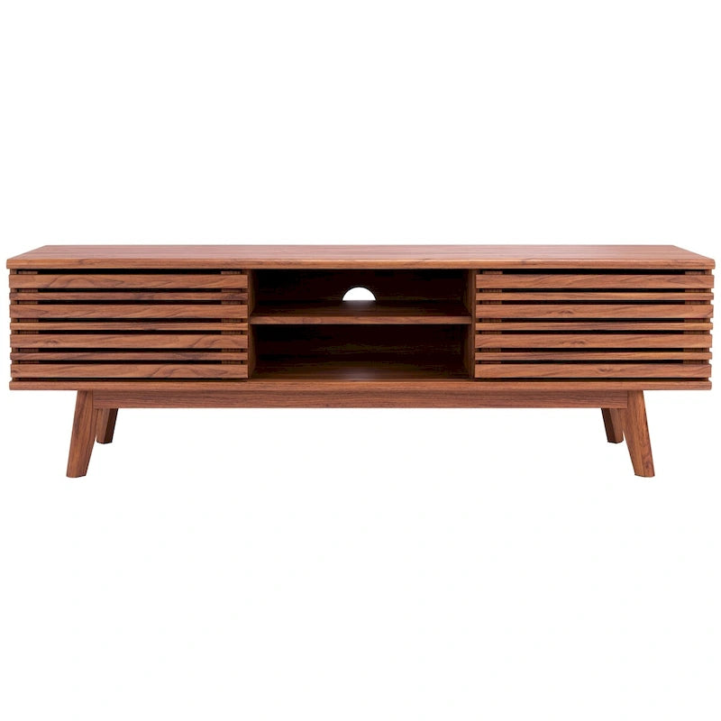 Meuble TV avec rangement couleur noyer, 59 po - 59 l x 15 P x 19 H - 59 l x 15 P x 19 H