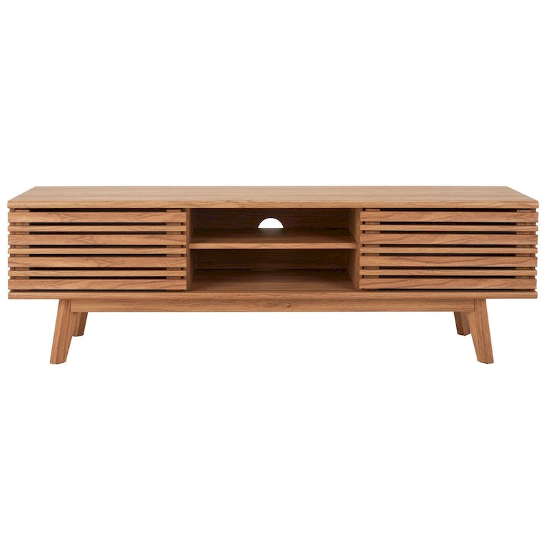 Meuble TV avec rangement couleur noyer, 59 po - 59 l x 15 P x 19 H - 59 l x 15 P x 19 H
