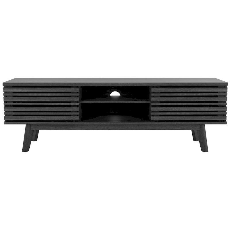 Meuble TV avec rangement couleur noyer, 59 po - 59 l x 15 P x 19 H - 59 l x 15 P x 19 H