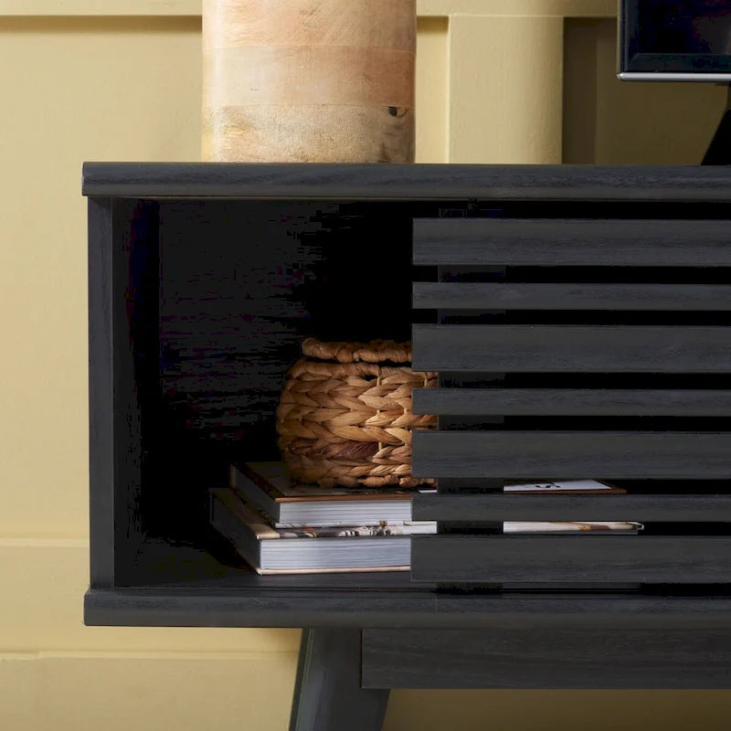 Meuble TV avec rangement couleur noyer, 59 po - 59 l x 15 P x 19 H - 59 l x 15 P x 19 H