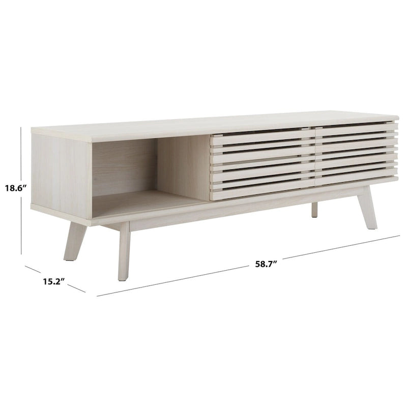 Meuble TV avec rangement couleur noyer, 59 po - 59 l x 15 P x 19 H - 59 l x 15 P x 19 H