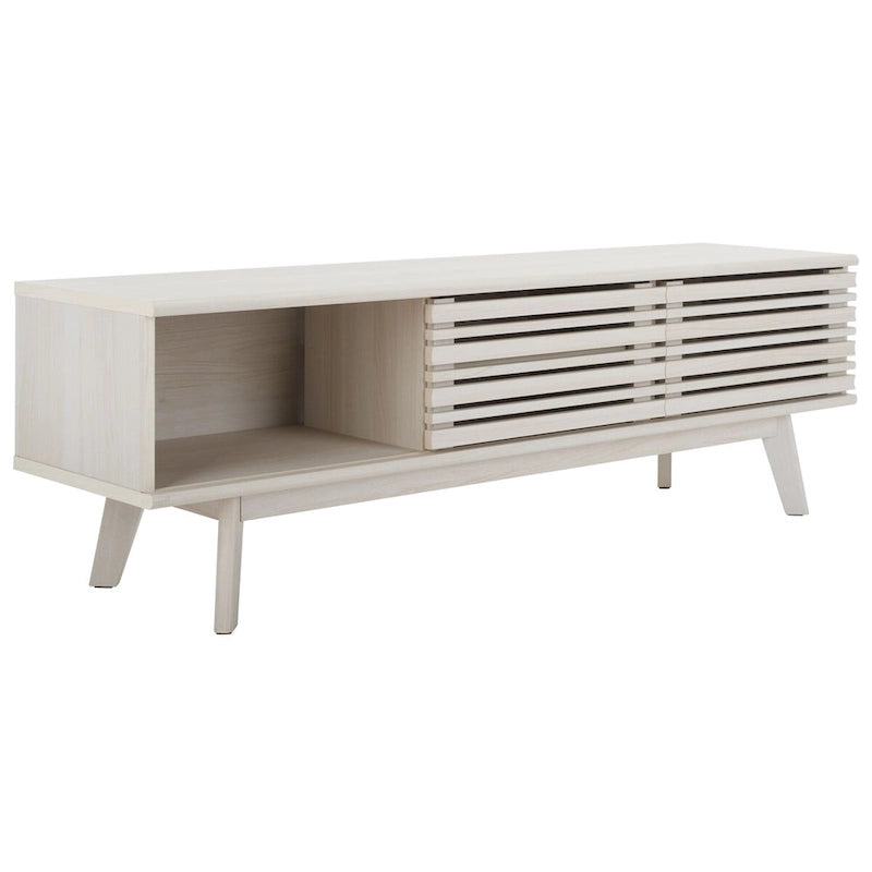 Meuble TV avec rangement couleur noyer, 59 po - 59 l x 15 P x 19 H - 59 l x 15 P x 19 H