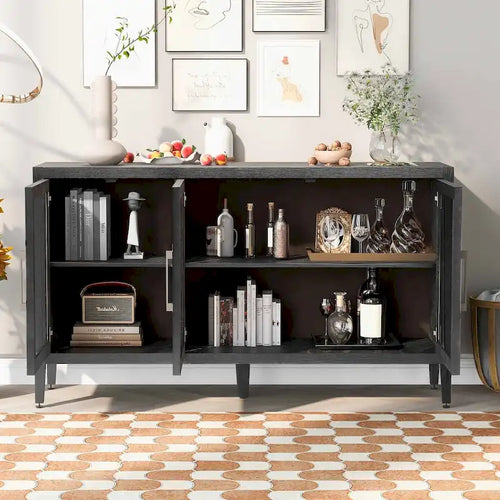 34 Tall MDF 3-door Accent Cabinet with Adjustable Shelf