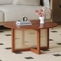Table basse en bois avec détails en rotin synthétique