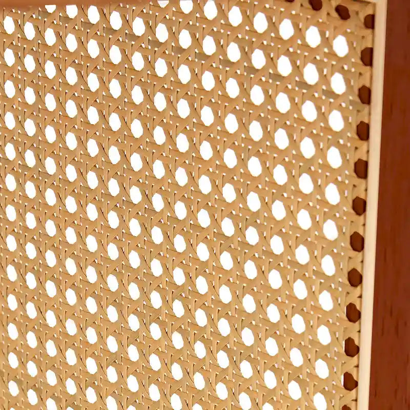 Table basse en bois avec détails en rotin synthétique