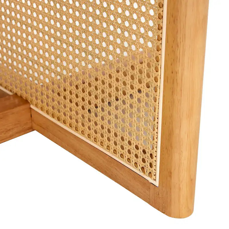 Table basse en bois avec détails en rotin synthétique