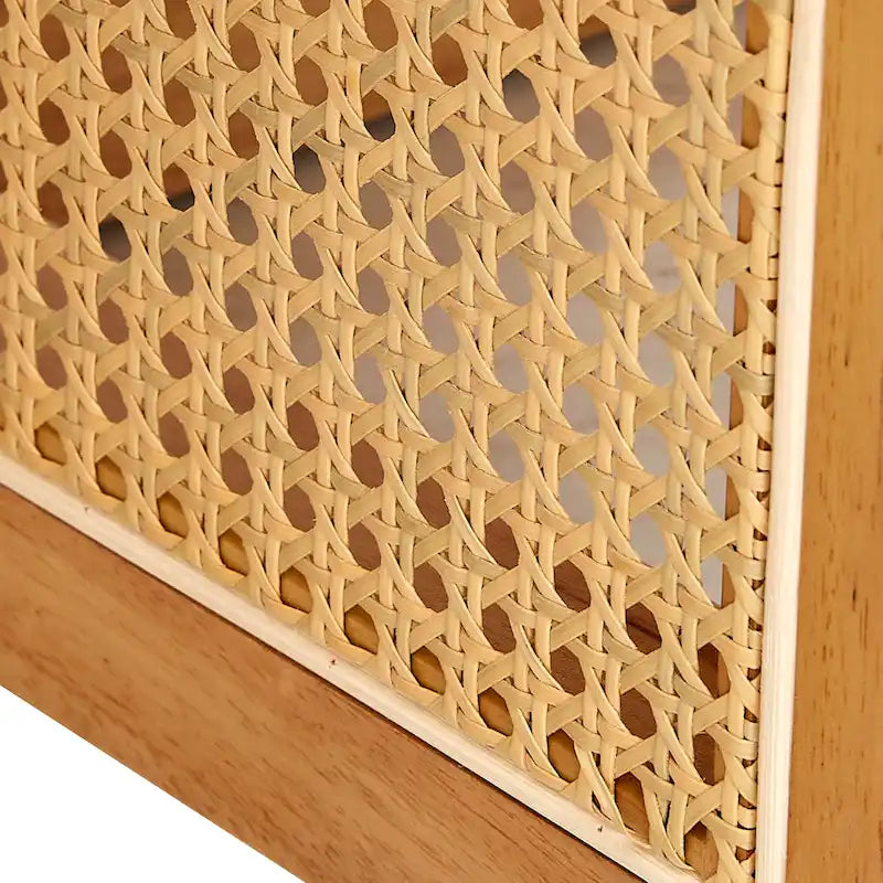 Table basse en bois avec détails en rotin synthétique