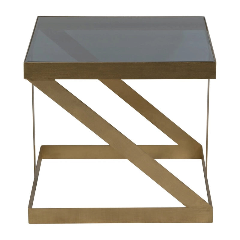 Table d'appoint moderne glamour 20 en métal et verre, or et noir - 22 x 22 x 20