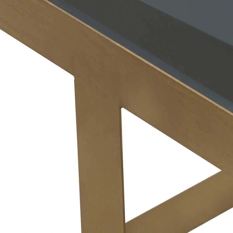 Table d'appoint moderne glamour 20 en métal et verre, or et noir - 22 x 22 x 20