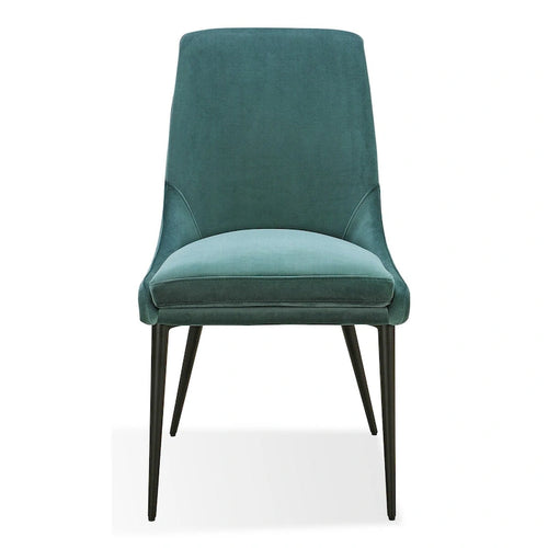 Lot de 2 chaises de salle à manger 20 pouces, velours vert, pieds fuselés en métal noir