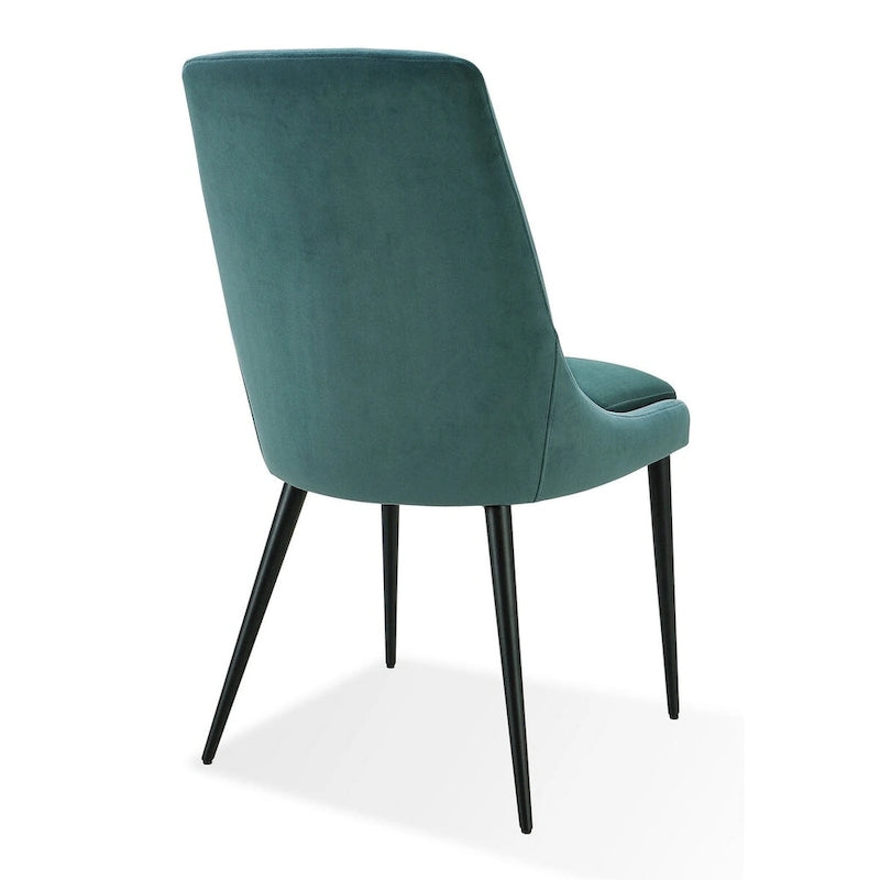 Lot de 2 chaises de salle à manger 20 pouces, velours vert, pieds fuselés en métal noir