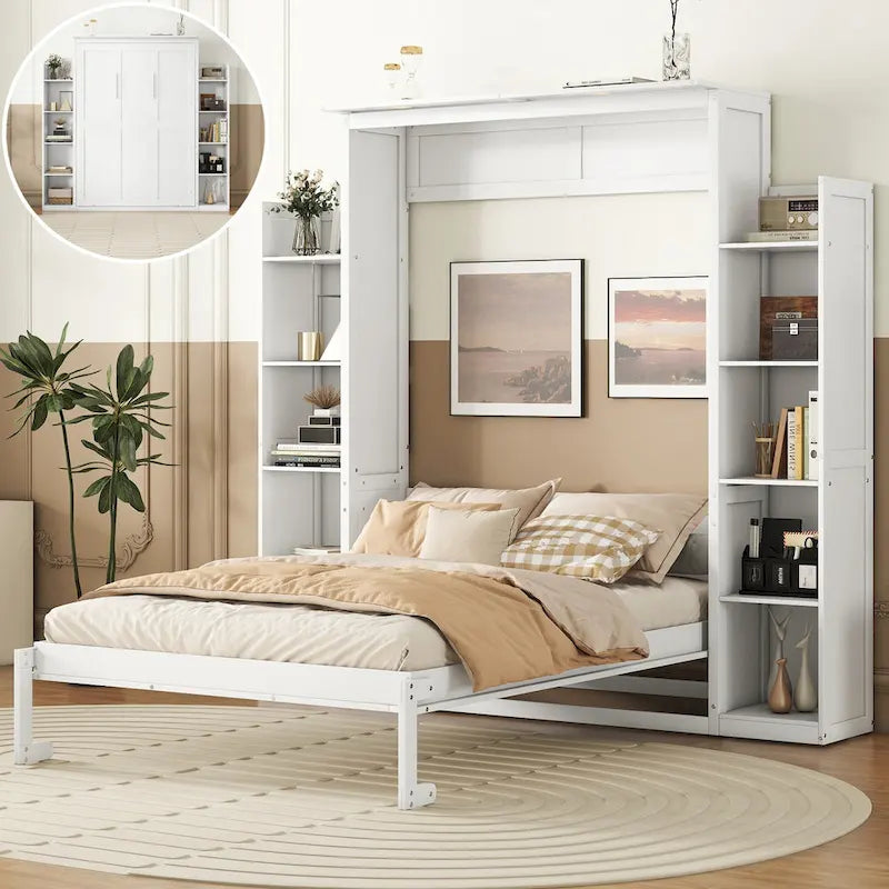 Queen Size Murphy Bed with Shelves