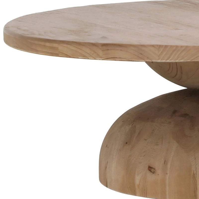 Table basse ronde moderne en sablier, pin naturel