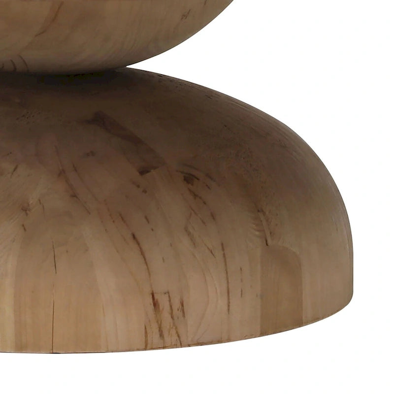 Table basse ronde moderne en sablier, pin naturel